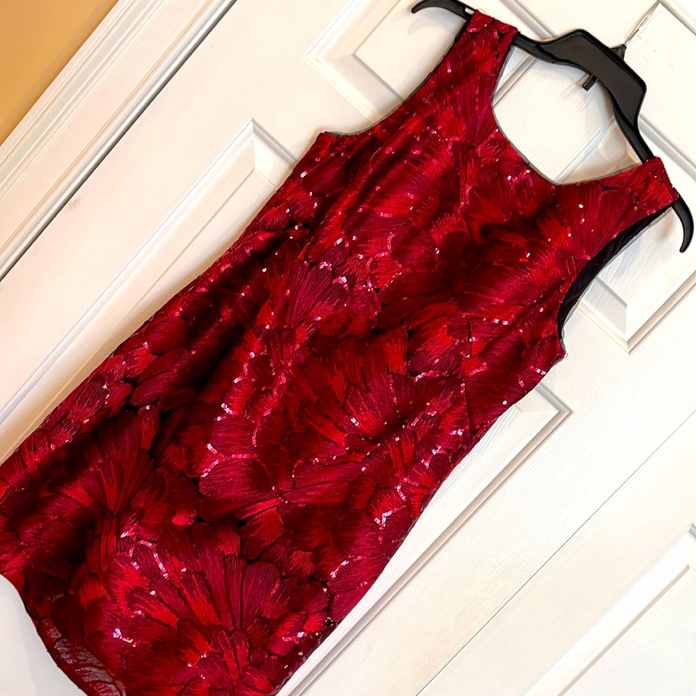 NWT WHBM wine color sequin detail cocktail dress